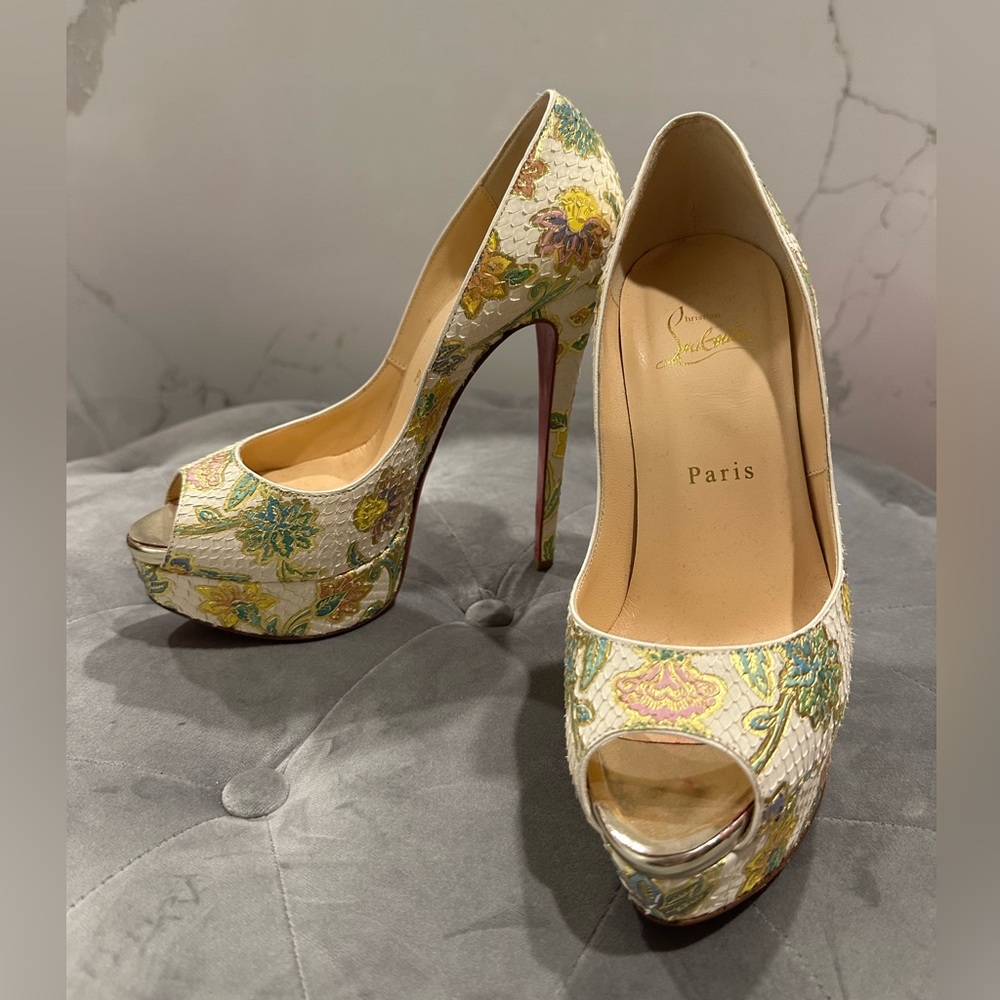 Christian Louboutin Lady Peep In Python Size 37 - image 5